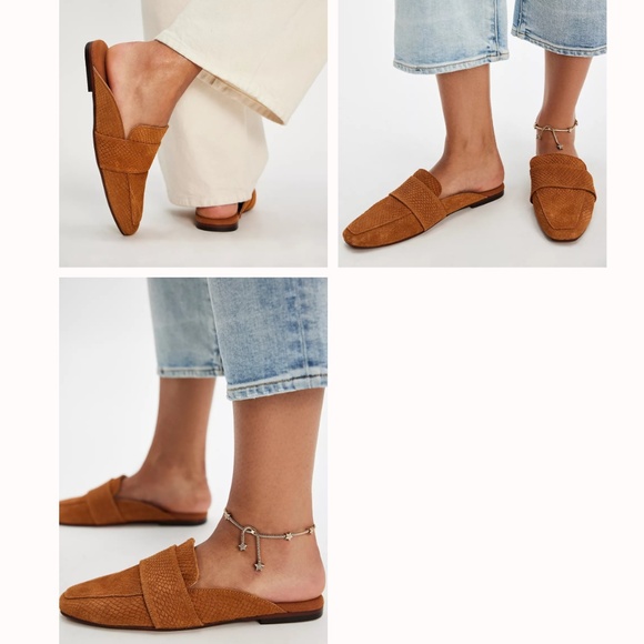 Free people At Ease Embossed Loafers Size 10 runs small Tan Suede - Picture 1 of 15